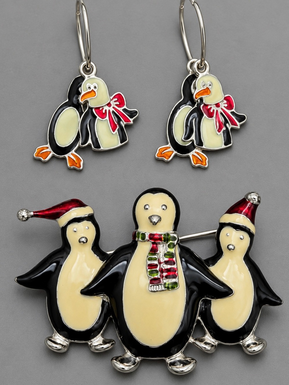 Holiday Penguin Pin and Earrings Set - Coldwater Creek #cz374